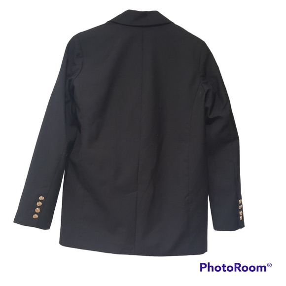Zara GOLD BUTTON STRAIGHT BLAZER bloggers favorite black - Picture 8 of 10